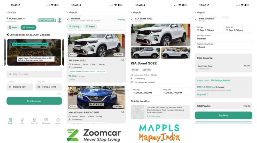 Mappls MapmyIndia Partners with Zoomcar to Revolutionize Road Trips and Travel with AI-Powered Integration
